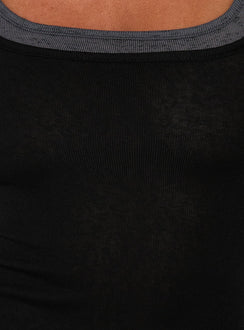 Adoree Long Sleeve Layered Mini Dress Black / Grey