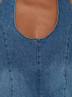 Ardenia Hatler Denim Playsuit Mid Blue Wash