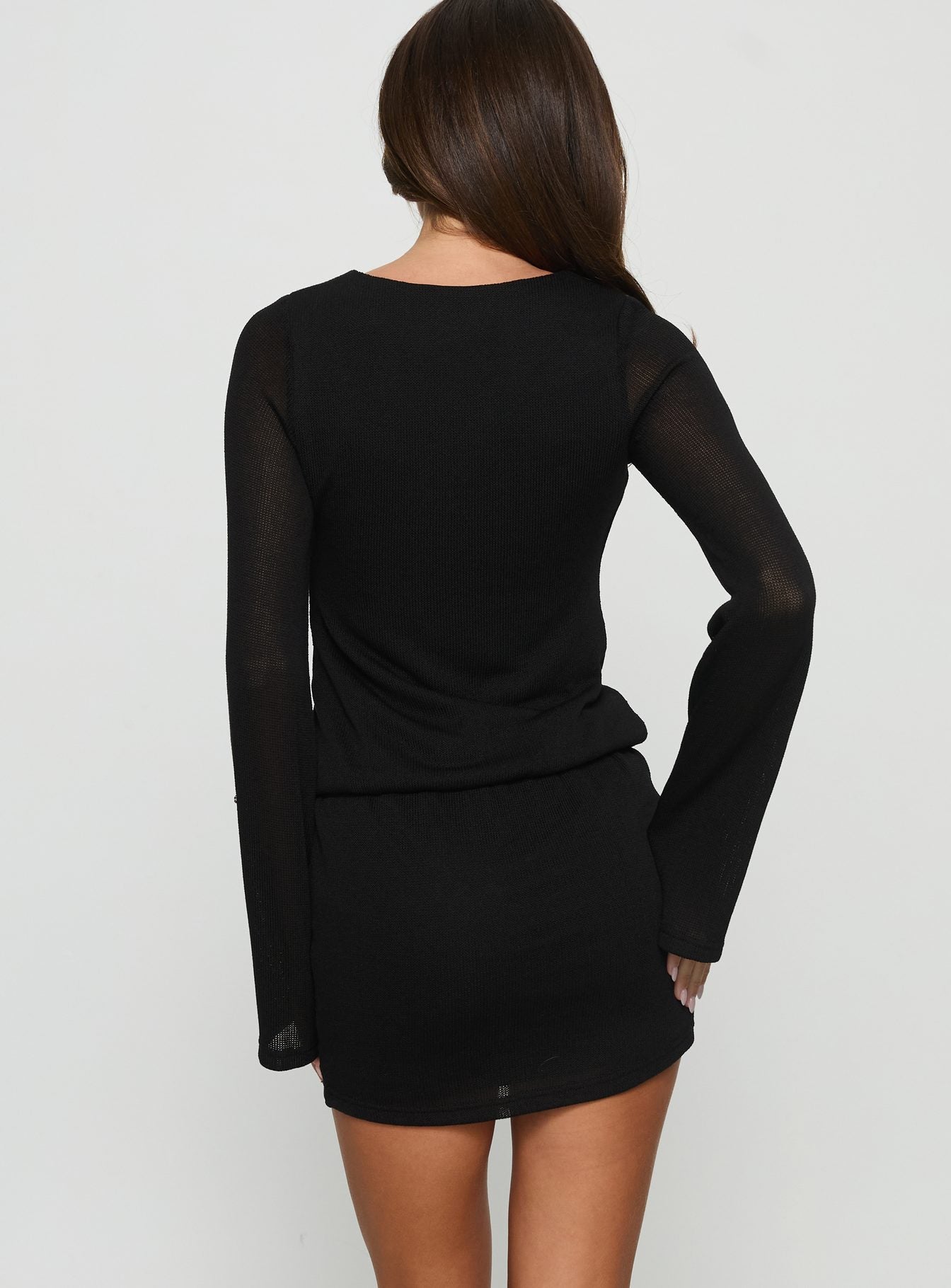Charming Long Sleeve Mini Dress Black | Princess Polly Charming Long Sleeve Mini Dress Black | Princess Polly