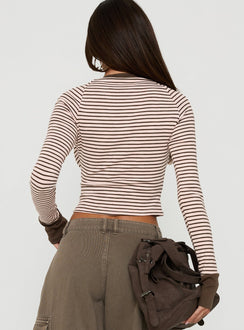 Aeriella Long Sleeve Raglan V Neck Top Multi Stripe