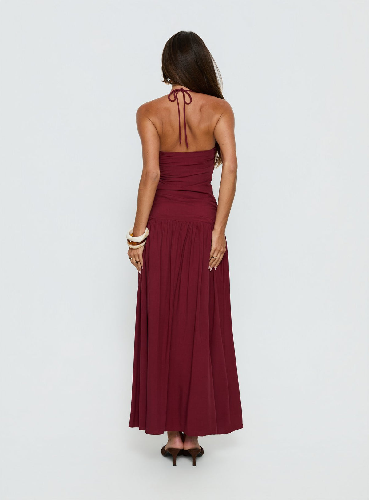 Marguerite Halter Maxi Dress Ruby Wine Petite