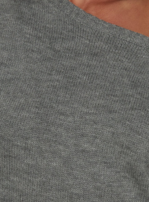 Ellisonn Off Shoulder Blouson Mini Dress Grey