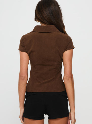 Cottesloe Cord Blouse Top Chocolate