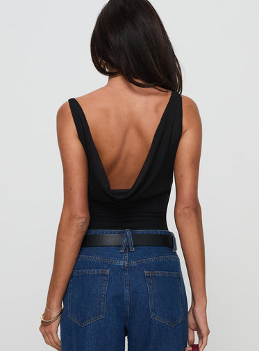 Axton Cowl Neck Bodysuit Black