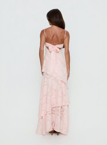 strapless open back dress Hot Pink Halter Top Fringe Midi Dress - All Dresses main image 1