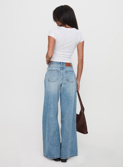 Ringer Low Rise Wide Leg Jeans Blue