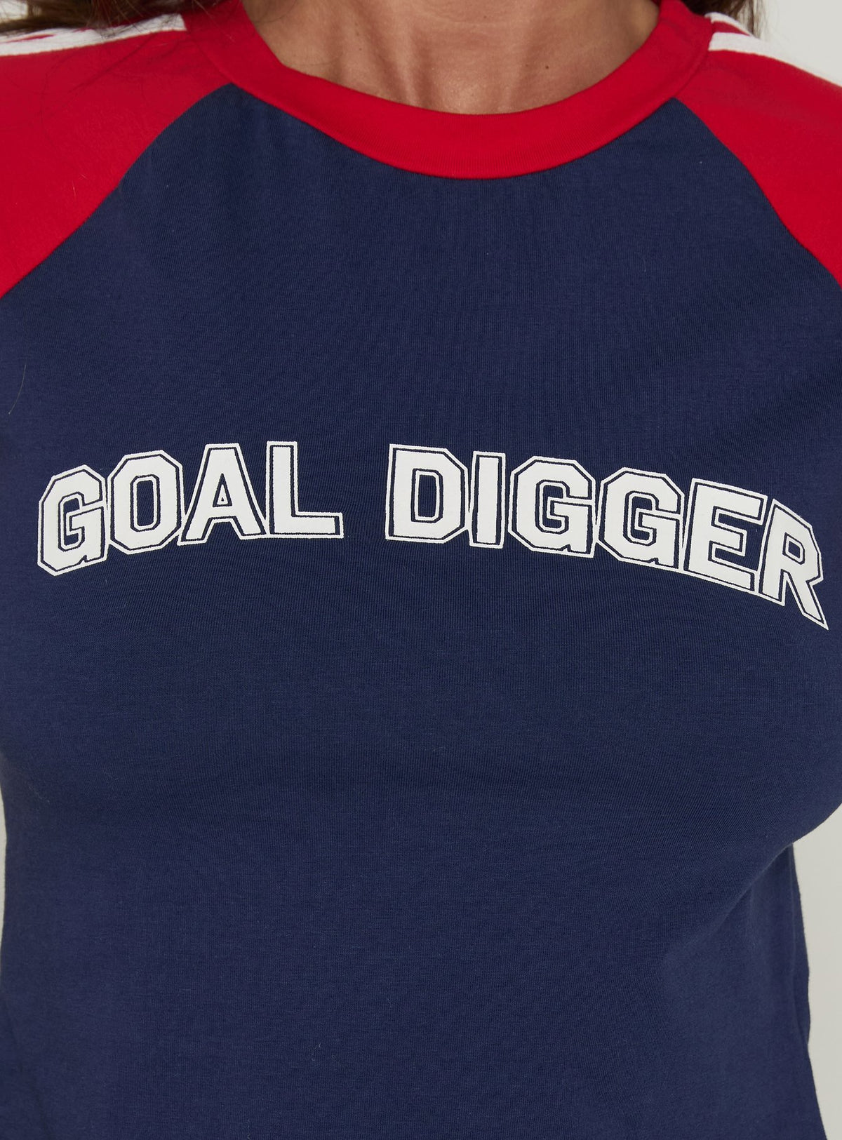 Goal Digger Graphic Baby Tee Red / Navy