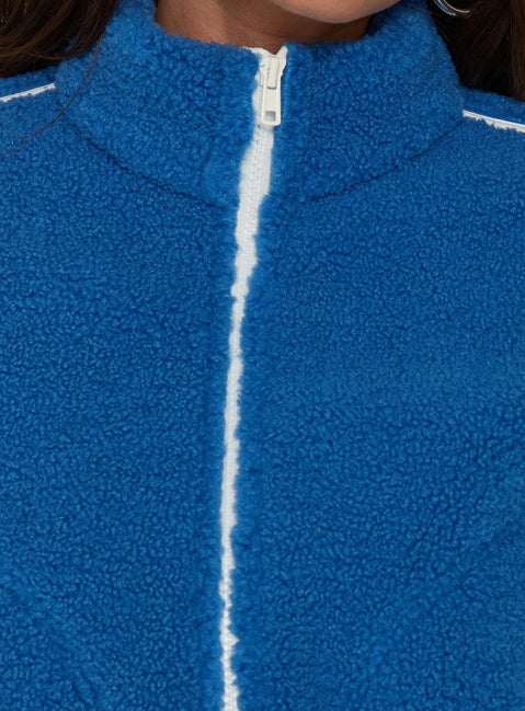 Sammee Polar Fleece Contrast Zip Through Jacket Blue / White