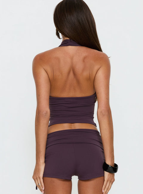 Daily Define Halter Tank Top Aubergine