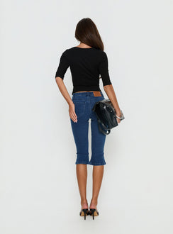 Kissimo Kick Flare Capri Pants Indigo Blue