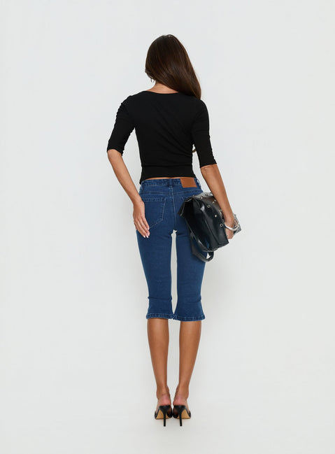 Kissimo Kick Flare Capri Pants Indigo Blue