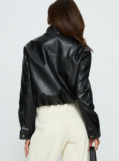 Monay Faux Leather Jacket Black
