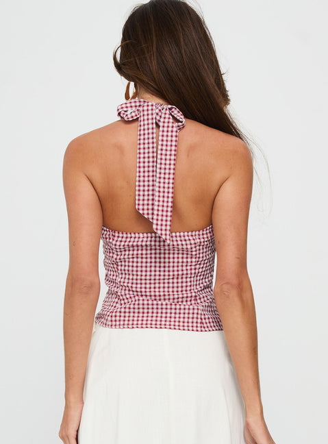 Isolda Halter Top Red Check