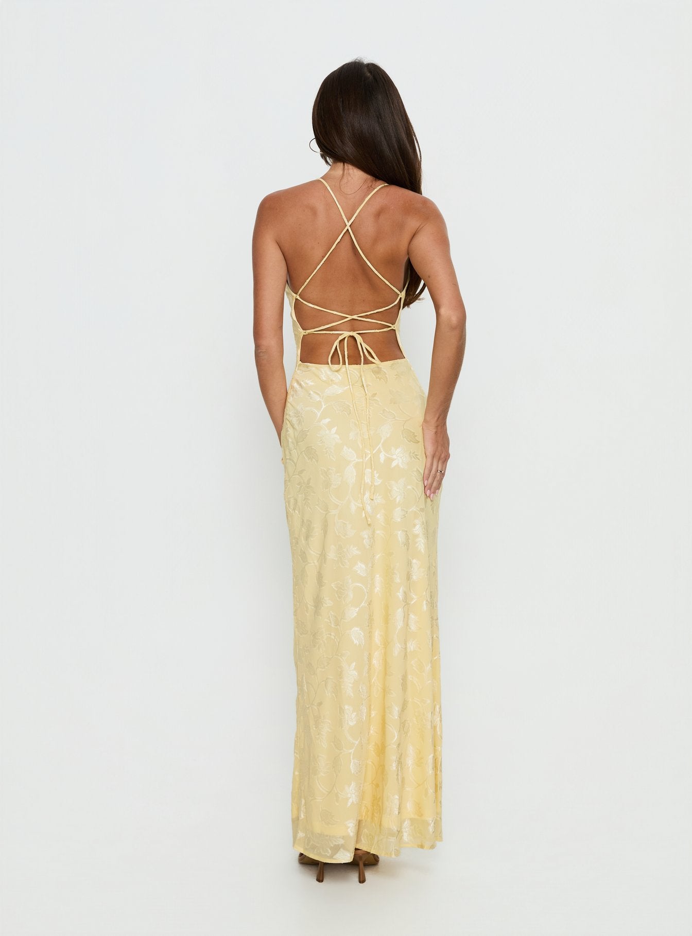 Celena Maxi Dress Lemon Burnout Celena Maxi Dress Lemon Burnout