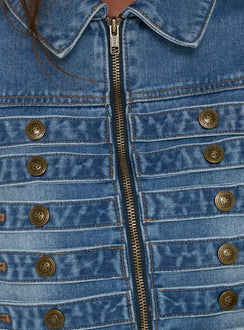 Kingstonn Military Denim Jacket Washed Blue