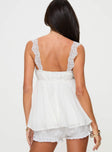 back view of model wearing Princess Polly Mella Top White Sleeveless Square Neck 