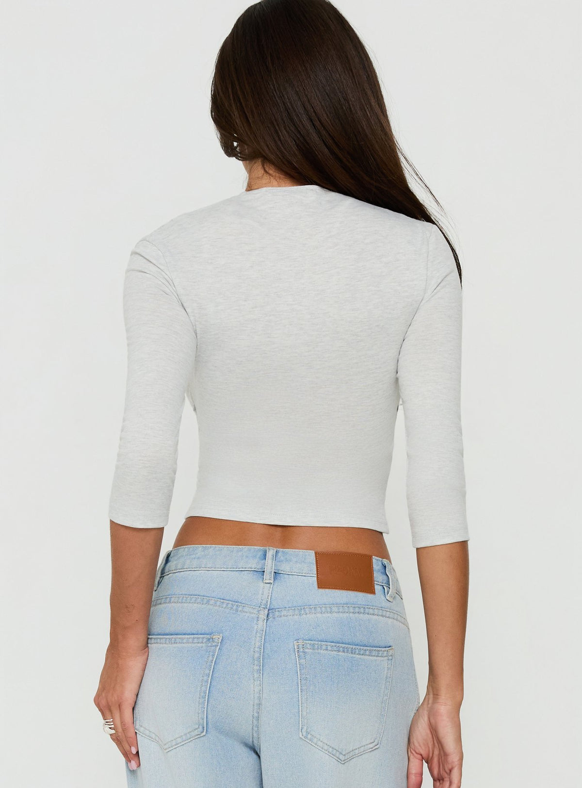Georgiette 3/4 Sleeve Wrap Top Grey