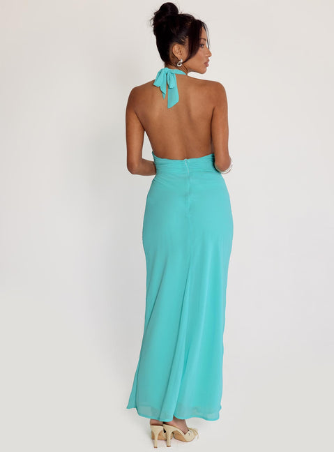 Destina Plunge Maxi Dress Aqua | Princess Polly Destina Plunge Maxi Dress Aqua | Princess Polly