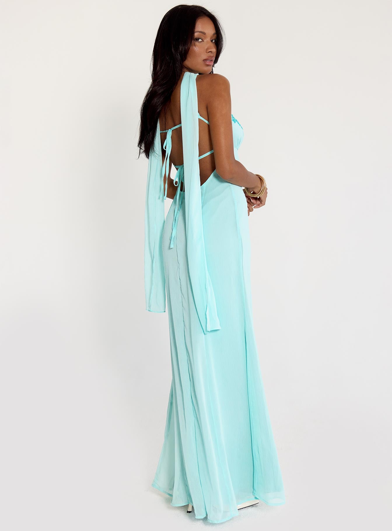 Jadira Scarf Maxi Dress | Aqua | Womens | Princess Polly Lower Impact Jadira Scarf Maxi Dress | Aqua | Womens | Princess Polly Lower Impact