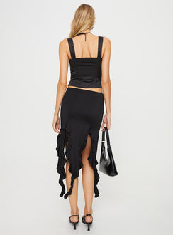 product Peachey Asymmetric Ruffle Midi Skirt Black Princess Polly  Mini Skirts 
