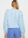 Keygan Cable Knit Sweater Blue Princess Polly  Cropped 