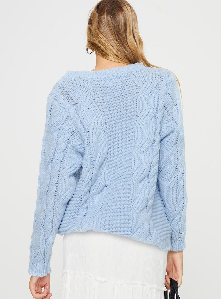 Ellison Cable Knit Sweater Light Blue
