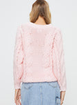 Ellison Cable Knit Sweater Blush Pink Princess Polly  regular 
