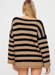 March Striped Sweater Brown / Black Princess Polly  long 