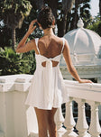 White mini dress Square neckline, adjustable shoulder straps