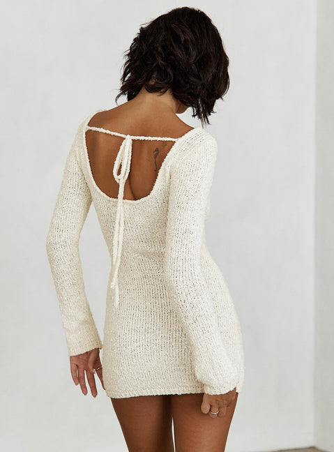Cosy Up Long Sleeve Boucle Mini Dress | Cream | Womens | Princess Polly Cosy Up Long Sleeve Boucle Mini Dress | Cream | Womens | Princess Polly