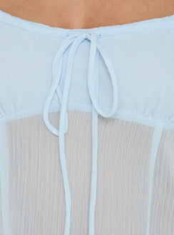 Fabriana Babydoll Sheer Top Blue