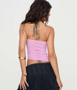 back view of model wearing Princess Polly Leary Strapless Top Pink Sleeveless straight 