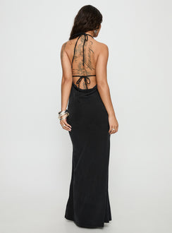 Rheanna Draped Backless Maxi Dress Black