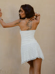 Open Arms Lace Mini Dress White