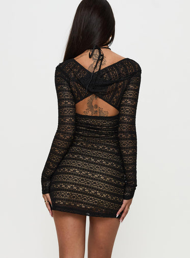 Porchia Long Sleeve Mini Dress Black