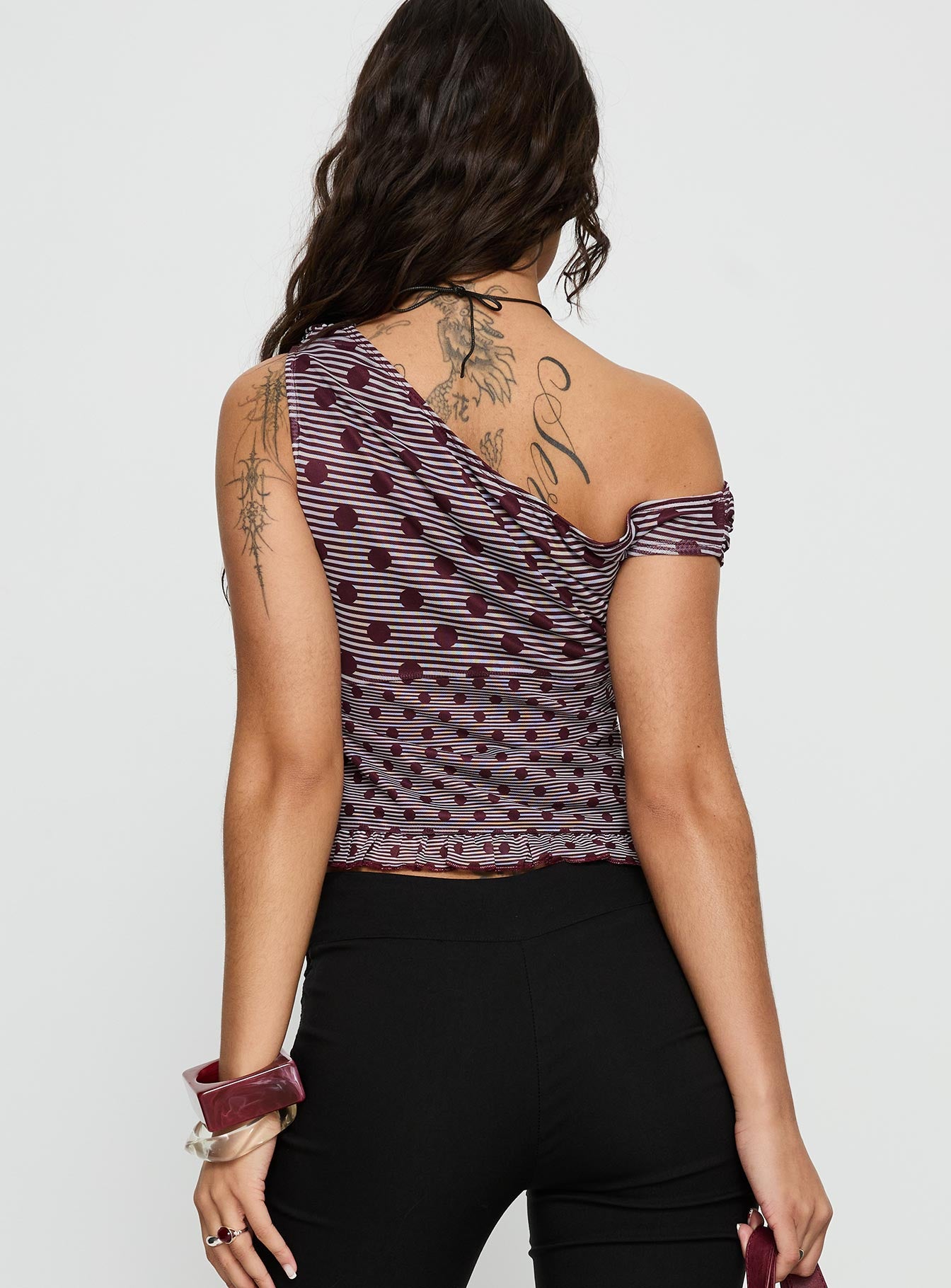 Tarya Top Stripe Polka Plum