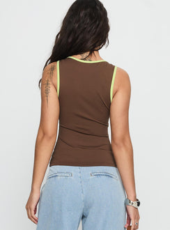 71 Classics V Neck Top Brown