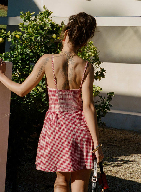 Toulouse Mini Dress | Red Gingham | Womens | Princess Polly Toulouse Mini Dress | Red Gingham | Womens | Princess Polly