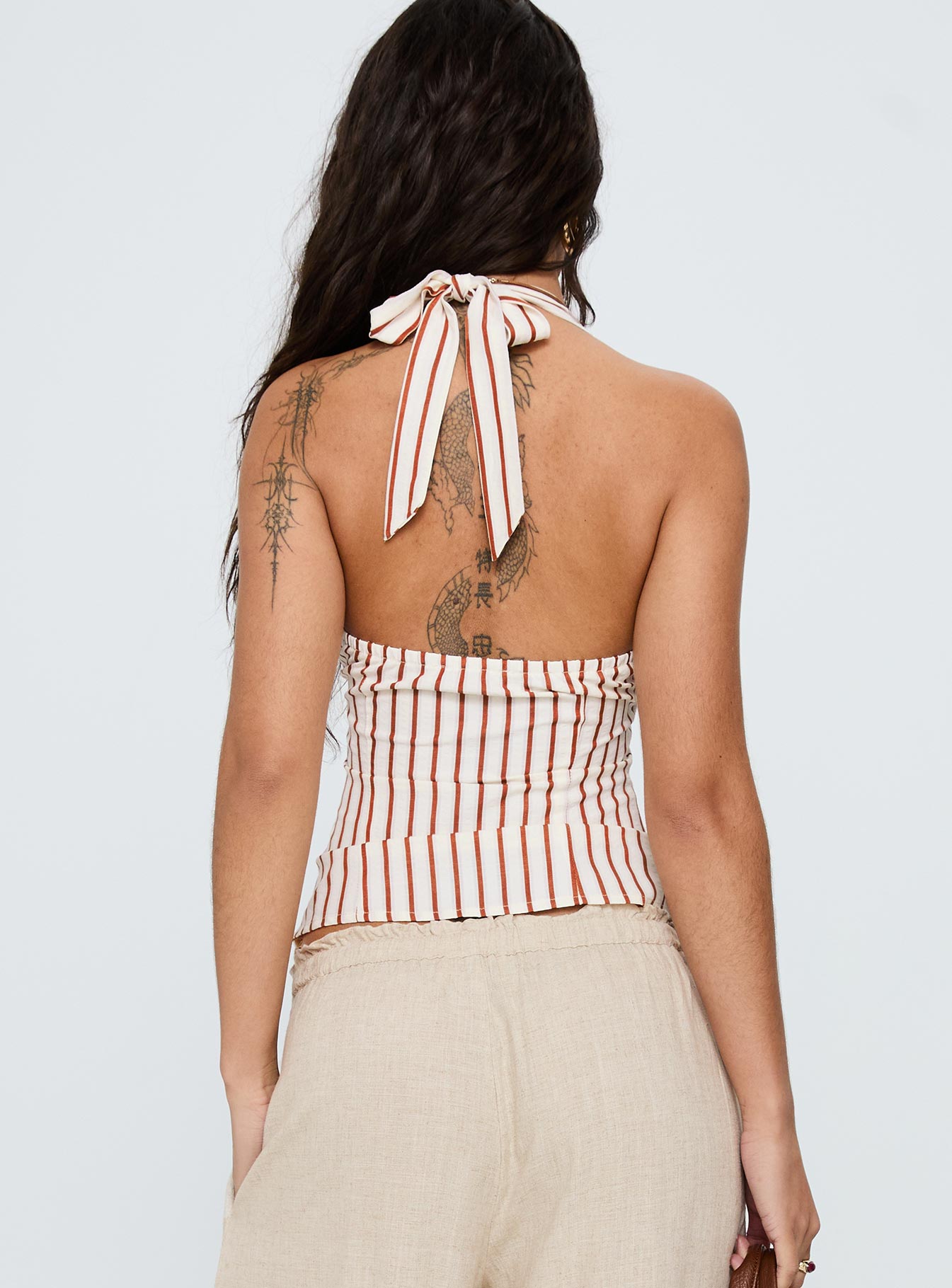 Radiant Beam Halter Top Orange Stripe