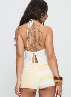 Santorini Crush Bead Detail Top White