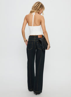 Hannalee Low Rise Wide Leg Cargo Jeans Grunge Wash