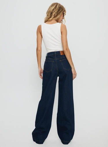 Goldie High Rise Wide Leg Jeans Indigo