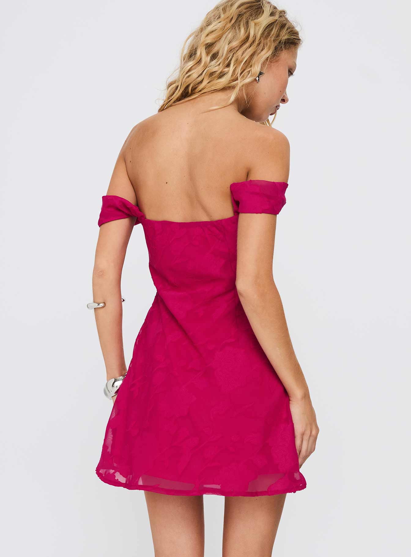bold pink dress Bold Deep Pink Asymmetric One-Shoulder Dress 42632