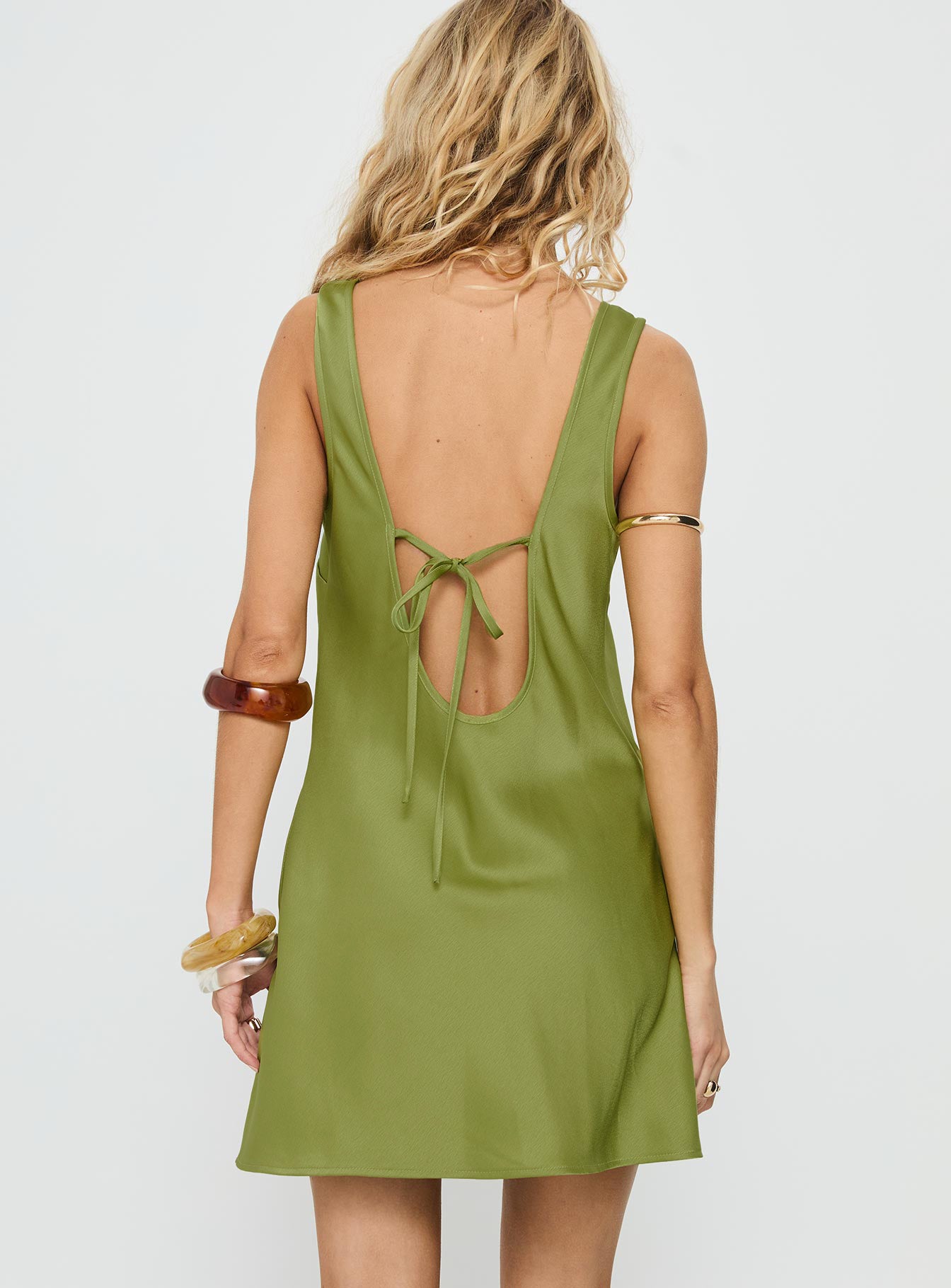 Kalyssia Tie Back Shift Mini Dress Green | Princess Polly Kalyssia Tie Back Shift Mini Dress Green | Princess Polly
