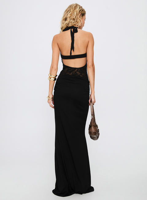 Adalyne Lace Halter Maxi Dress Black | Princess Polly Adalyne Lace Halter Maxi Dress Black | Princess Polly
