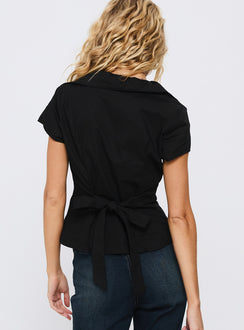 Akiyo Button Up Blouse Top Black