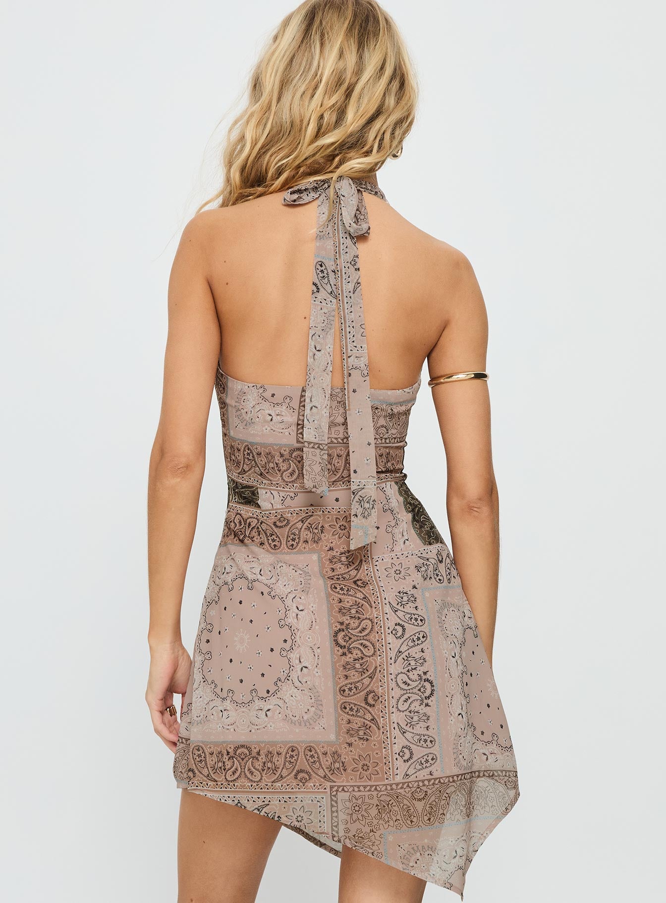 Spartacus Halter Mini Dress Brown / Multi