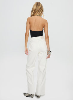 back view of model wearing Princess Polly Henesey High Rise Straight Leg Jeans White Wash High Waisted Jeans 