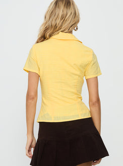 Delyla Button Up Top Yellow