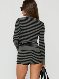 Asami Low Rise Micro Short Grey / Black Stripe